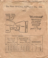 1920's McCall Child's Coat Pattern with Straight or Round Collar - Chest 22" - No. 3376