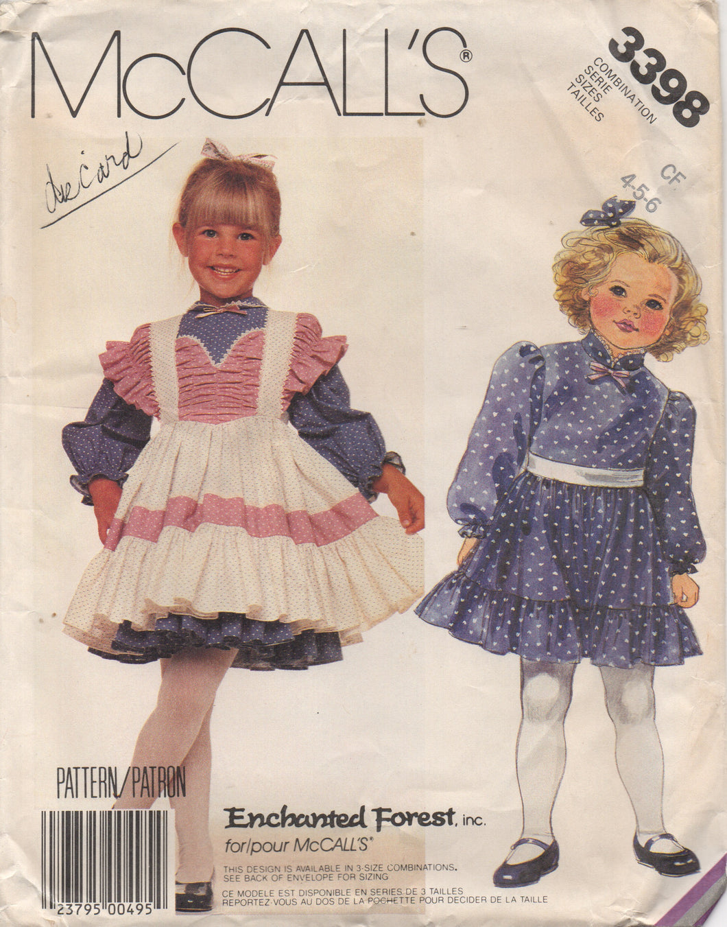1980's McCall's Child's Pinafore and One Piece Dress  - Chest 23-24-25