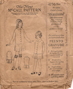 1920's McCall Child's Drop Waist Button Up Dress Pattern - Chest 23 - –  Backroom Finds