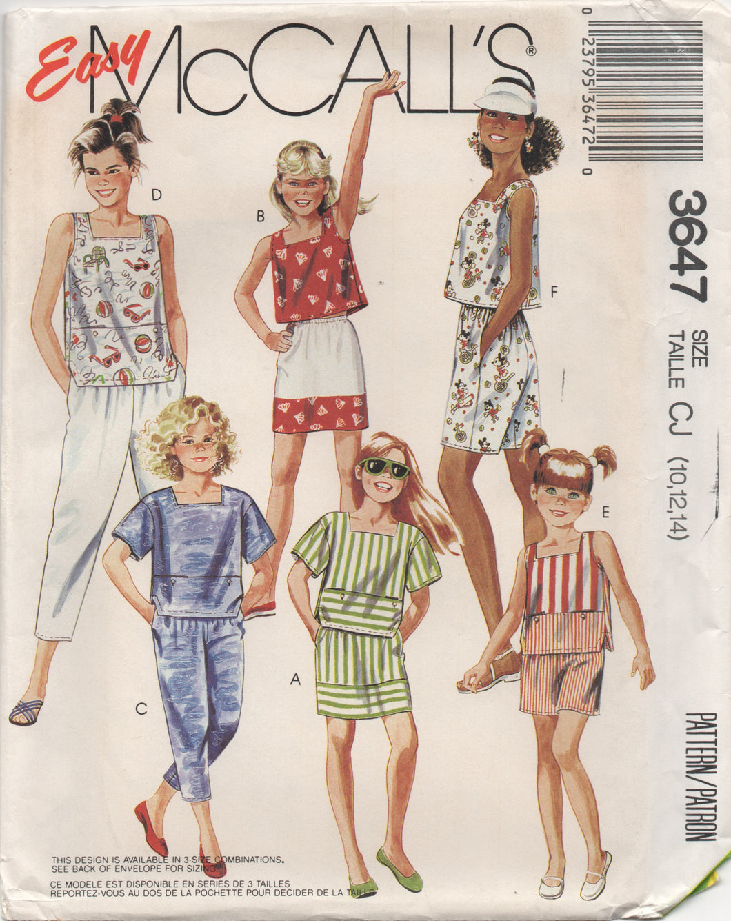 1980's McCall's Girl's Blouse, Skirt, Shorts and Pants - Breast 28.5-30-32