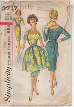 1960's Simplicity One Piece Sheath Dress with Scallops and Overskirt - Bust 31.5" - No. 3717