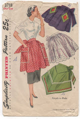 1950's Simplicity Half Apron with Diamond Pockets - OS - No. 3718