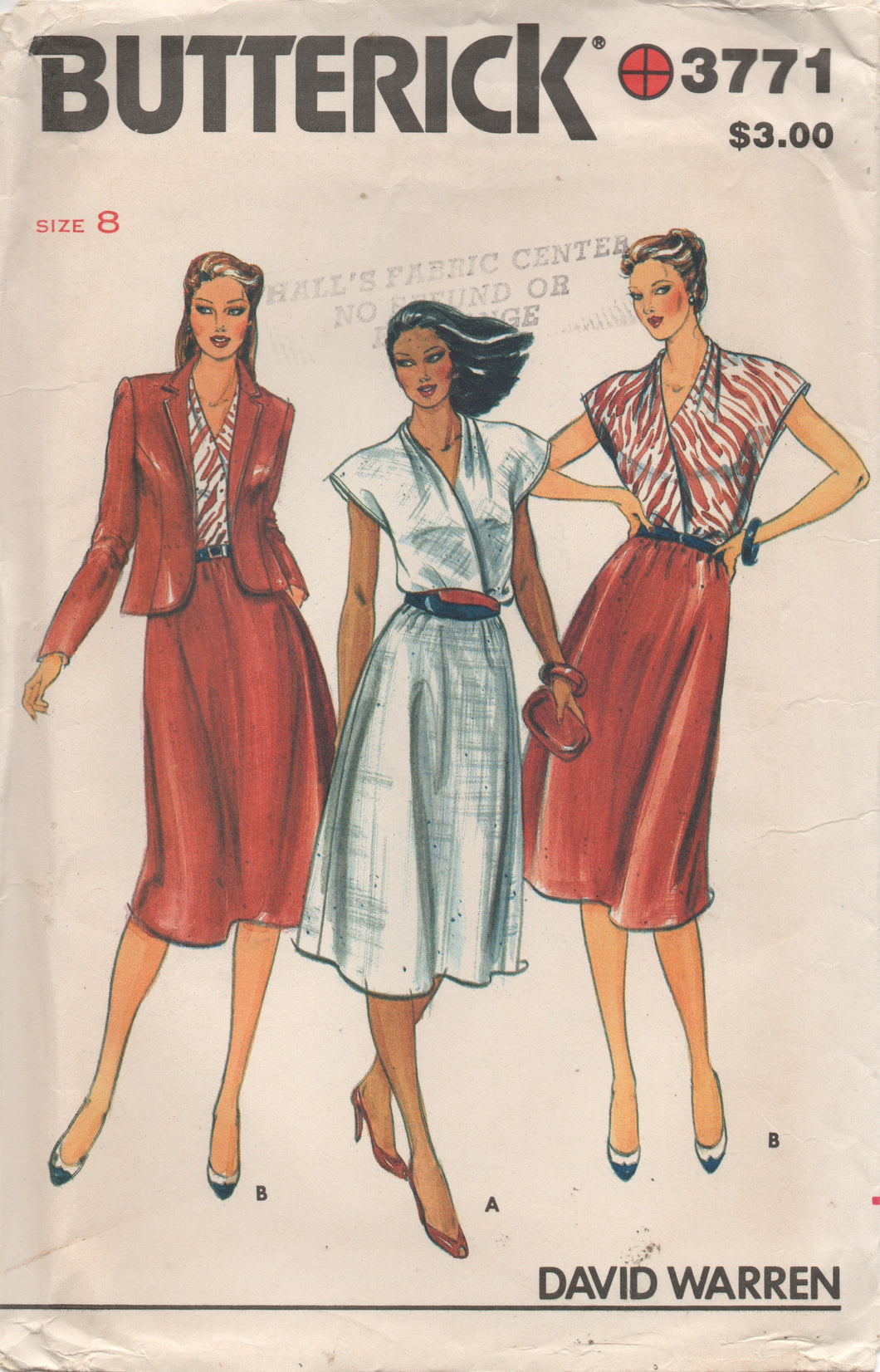 1980's Butterick Dress pattern with Surplice bodice, A line skirt and Jacket pattern - Bust 31.5