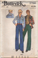 1970's McCall's Men's Western Button Up Jacket and Flared Pants - Chest 40" - No. 3790