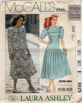 1980's McCall's Laura Ashley Drop Waist Dress with Pleated Skirt and Sailor Collar Pattern  - Bust 31.5" - No. 3925