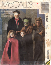 1980's McCall's Child's Monster Costume, Vampire, Frankenstein, Were Wolf, Masked Villian - Size 2/4, 5/6, 8/10- No. 3941
