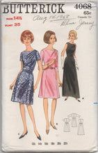 1960’s Butterick One Piece Dress with Gathered Left shoulder in two lengths- Bust 35" - No. 4068