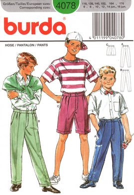 1990’s Burda Child's Shorts or Pants Pattern - size 6-16 - No. 4078