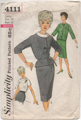 1960's Simplicity Suit Dress with Rolled Collar - Bust 33" - No. 4111