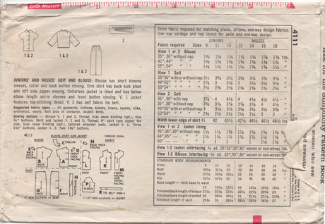 1960's Simplicity Suit Dress with Rolled Collar - Bust 33" - No. 4111