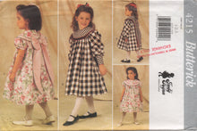 1990's Butterick Child's One Piece Dress with Large Yoke and Puff Sleeves - Size 1,2,3 - No. 4215