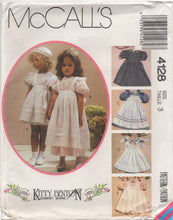 1980's McCall's by Kitty Benton One Piece Dress with Puff sleeve and Pinafore - Size 3 - No. 4128