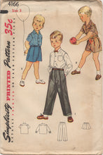 1950’s Simplicity Child's Button up Shirt, Pants and Shorts - Chest 22” - No. 4166