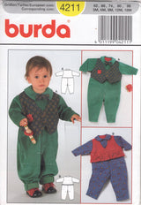 1990’s Burda Baby's Zip-Front Jumpsuit with Attached Vest - 3m -18m - No. 4211