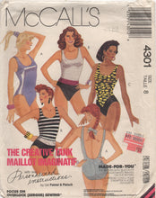 1980's McCall's One Piece Swimsuits with Low Back - Bust 31.5" - No. 4301