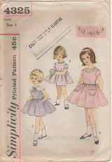 1960's Simplicity Girl's One Piece Fit and Flare Dress with Floral Transfer - Chest 23" - No. 4325