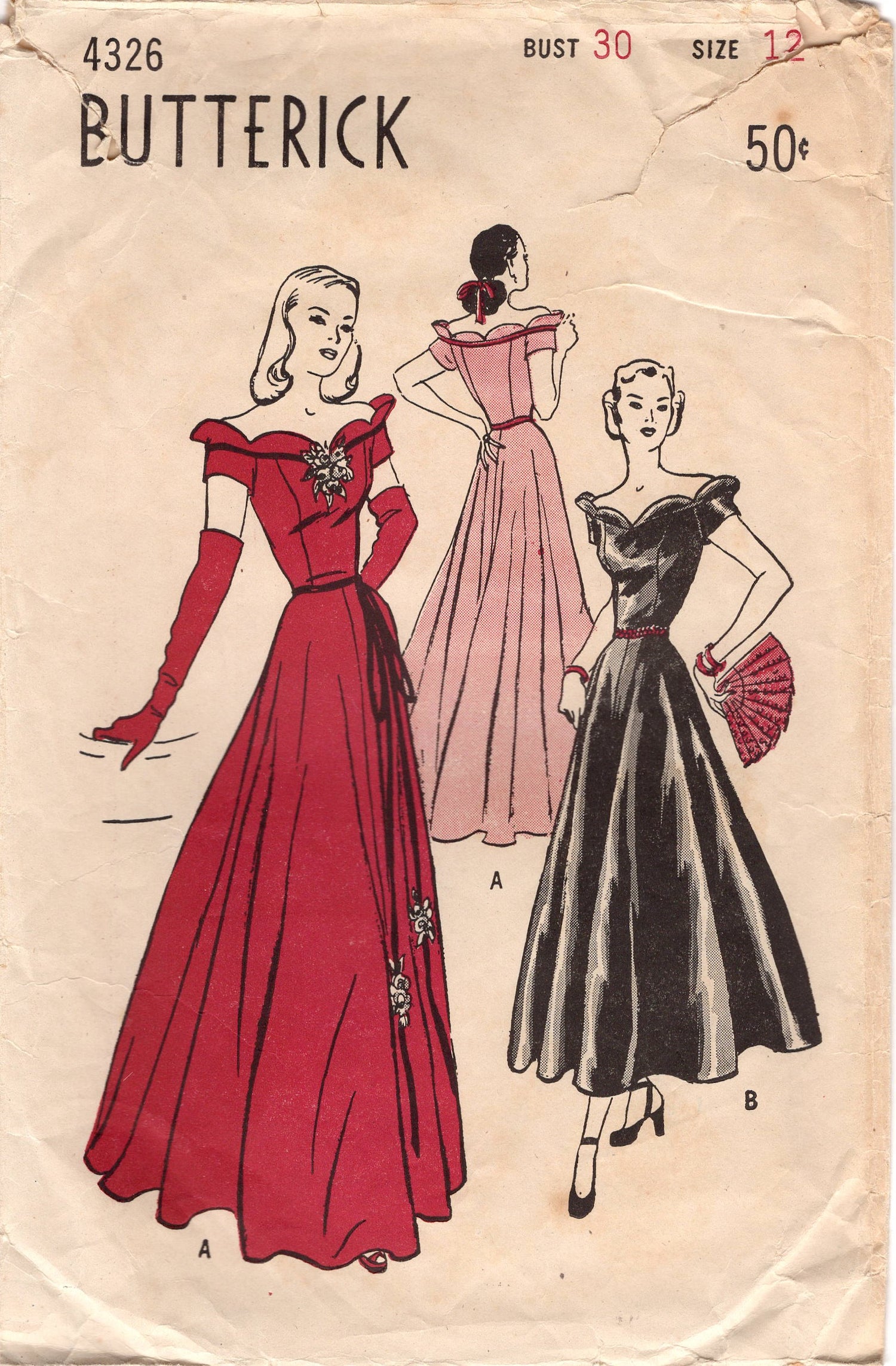 1940's Butterick Princess Line Evening Gown pattern with Scallop Trim Backroom Finds 1940's Butterick Princess Line Evening Gown pattern with Scallop Trim Backroom Finds