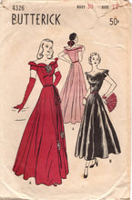 1940’s Butterick Princess Line Evening Gown pattern with Scallop Trim Neckline - Bust 30” - No. 4326