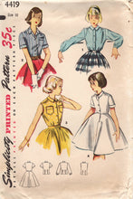1950's Simplicity Child's Button Up Blouse and Blouse Slip Pattern - Chest 28" - No. 4419