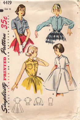 1950's Simplicity Child's Button Up Blouse and Blouse Slip Pattern - Chest 28