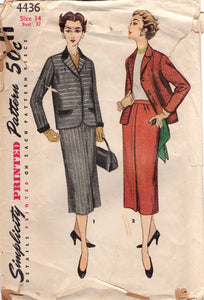 1950's Simplicity Two Piece Boxy Suit Dress Pattern - Bust 32" - No. 4436