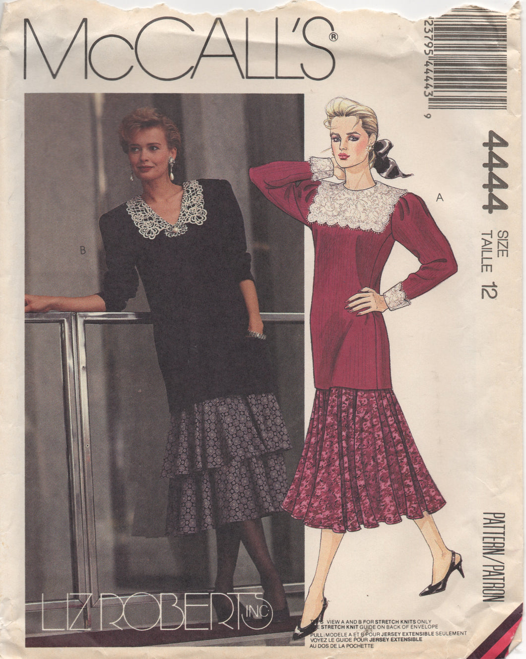 1980's McCall's LIZ ROBERTS Two Piece Dress, Tunic and Skirt pattern - Bust 34