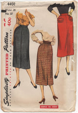 1950’s Simplicity Slim skirt - Waist 28" - No. 4491