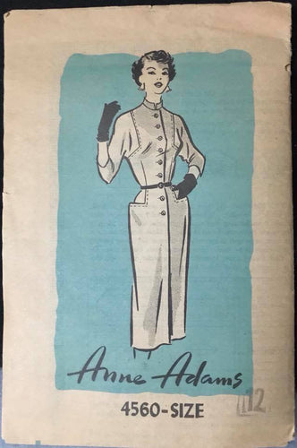 1950’s Anne Adams One Piece Slim Fit Dress with inset sleeves - Bust 30” - No. 4560