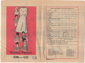 1970's Anne Adams One Piece Dress with 7 different yokes Pattern - Bust 34" - No. 4589