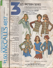 1970's McCall's Pullover Top, Cardigan and Button Up Shirt pattern - Bust 32.5-40" - No. 4617