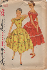 1950's Simplicity One Piece Patio Dress with Bow Back - Bust 30" - No. 4629