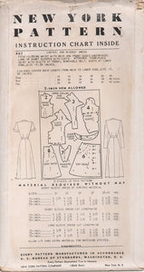 1950's New York by Louise Scott Shirt Waist Dress with Full Front, Pocket and Draped Collar - Bust 34" - No. 467