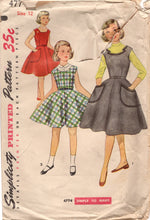1950's Simplicity Child's One Piece Dress Pattern with Jagged Neckline - Mother/Daughter - Chest 30" - No. 4774