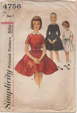 1960's Simplicity Child's One Piece Dress with Peter Pan Collar - Chest 25" - No. 4756