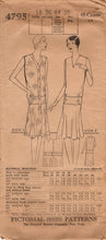 1920's Pictorial Button Up Dress with Drop Waist Belt and Flared Skirt Pattern - Bust 36" - No. 4795