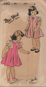 1940's New York Girl's Princess Line Dress and Blouse with Puff Sleeves - Chest 26" - No. 480