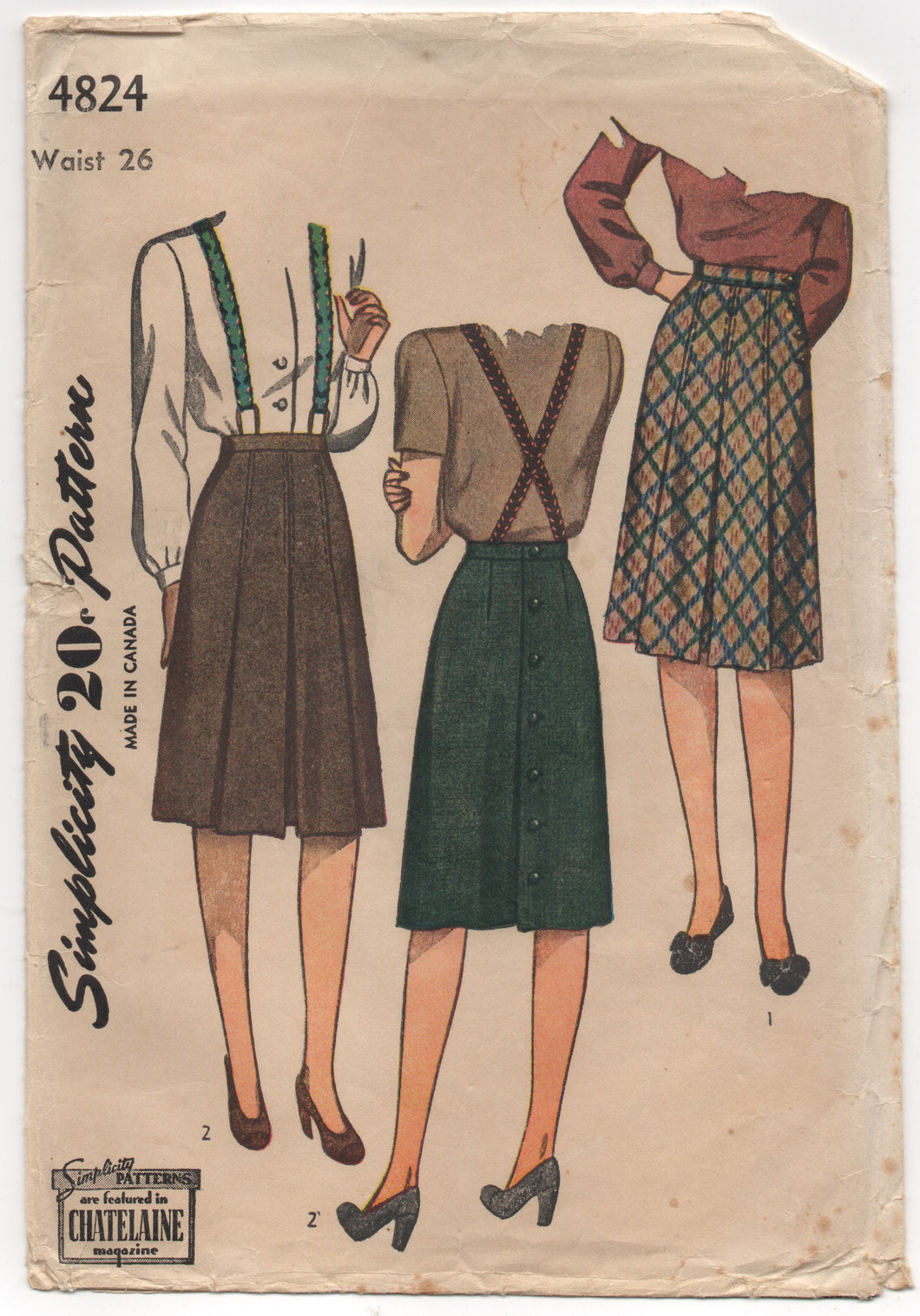 1940's Simplicity Box-Pleated Skirt - Waist 26
