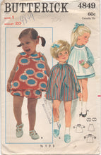 1960's Butterick Child's One Piece Dress with Bloomers - Chest 20" - No. 4849