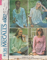 1970's McCall's Yoked Blouses with additional cut lines to make Maternity - Bust 30.5-38" - No. 4867