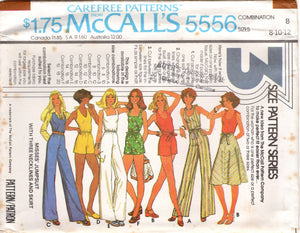 1970's McCall's Jumpsuit with Three Necklines and Skirt Pattern - Bust 31.5-34" - No. 5556