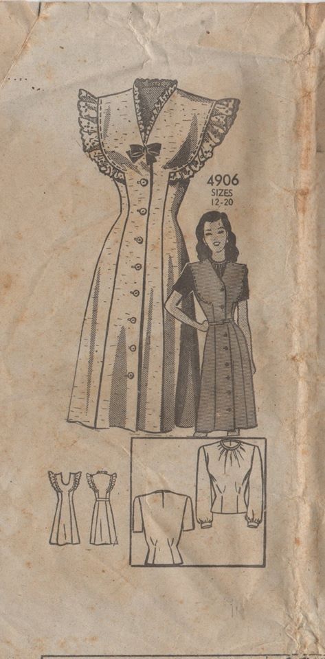 1940's Anne Adams One Piece Sun Dress and Blouse in Two Sleeve Lengths pattern - Bust 32