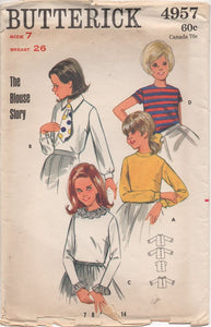 1960's Butterick Blouse in Four Styles - Chest 26" - No. 4957