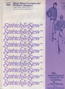 1970's Stretch & Sew Men's Alpaca Cardigan and Pullover Sweaters pattern - Chest 36-46" - No. 500