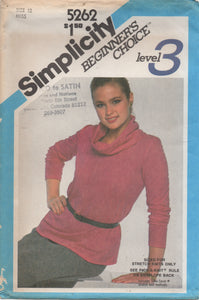 1980's Simplicity Knit Pullover Turtleneck Top Pattern with Long Sleeves - Bust 34" - No. 5262