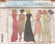 1970's McCall's Slit Neckline Dress or Full length Jumpsuit with Yoke - Bust 30.5-42" - No. 5366
