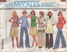 1970's McCall's Pullover Top or Tunic with Square armholes, Sailor Collar, Necktie or Pointed collar Pattern - Bust 32.5-43" - no. 5384