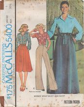 1970's McCall's Wrap Skirt and Button Up Blouse with Large Pockets Pattern - Bust 30.5-34" - No. 5400