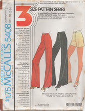 1970's McCall's High Waisted Flared Pants or Shorts Pattern - Waist 24-34" - No. 5408