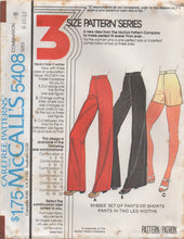 1970's McCall's High Waisted Flared Pants or Shorts Pattern - Waist 24-34" - No. 5408