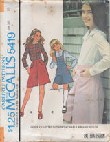 1970's McCall's Child's Culotte's with Detachable bib and Blouse Pattern - Chest 26-30" - No. 5419